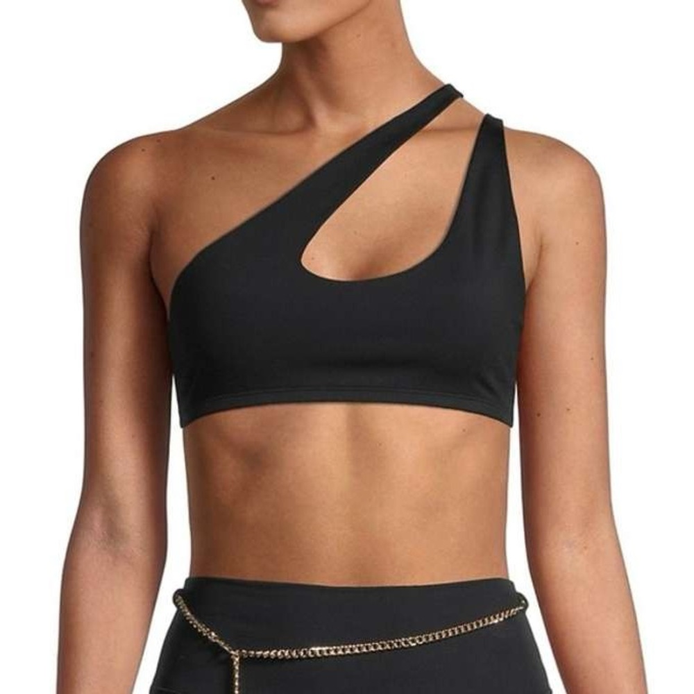 WeWoreWhat One Shoulder Bra Top in Black